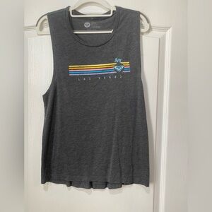 Roxy Charcoal Muscle Tee with Vibrant Stripes